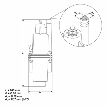 werkzeugundzubehoer_com Tiefbrunnenpumpe 300 W (Ø 98 mm) 1400 Liter pro Stunde - 7