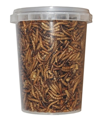 500 ml Mehlwürmer gefriergetrocknete / getrocknet | Reptilienfutter, Schildkrötenfutter, Futtertiere Igelfutter Vogelfutter - 