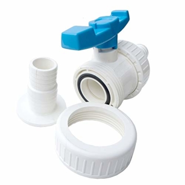 alfa-pool Kugelhahn PVC Weiss Anschluss 2 Schlauchtüllen reduziert 38mm und 32mm für Schwimm- und Teichanlagen - 2