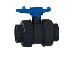 Aquaforte PVC Kugelhahn mit beidseitigen Überwurf, Ø 50 mm Klebemuffe - 1