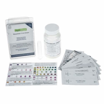 AquaNatura Trinkwasser Wassertest (13 versch. Tests in 1) u.a. Eisen/Kupfer/pH/Gesamthärte (GH)/Nitrit/Nitrat/Karbonathärte (KH), 25 Tests, schnelle Ergebnisse - 1