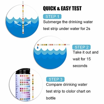 Bebapanda Upgrade 14 in 1 Trinkwasser-Teststreifen, Wasserqualitätstest für Brunnen und Leitungswasser, einfache und schnelle Erkennung der Härte, pH, Bromin, Nitrat und mehr, 1 Packung (100 Stück) - 5