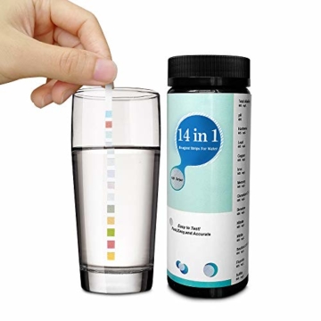 Bebapanda Upgrade 14 in 1 Trinkwasser-Teststreifen, Wasserqualitätstest für Brunnen und Leitungswasser, einfache und schnelle Erkennung der Härte, pH, Bromin, Nitrat und mehr, 1 Packung (100 Stück) - 6