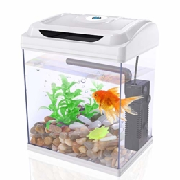 DADYPET Aquarium, Mini-Aquarium, Aquarium-Set, Fischzucht-Set für Medaka und Tropische Fische, kleines Aquarium mit Beleuchtung, energiesparend und leise, 1 Gallone - 1
