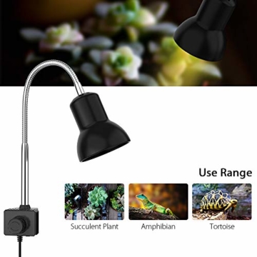 DADYPET Schildkröte Wärmelampe, Wärmespotlampe für Aquarium Reptil, Basking Spot mit Halter UVA UVB mit 360° drehbarem Clip & Netzteil für Reptilien, Eidechsen, Schildkrötenschlangen Aquarium 25W - 2