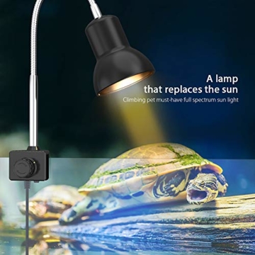 DADYPET Schildkröte Wärmelampe, Wärmespotlampe für Aquarium Reptil, Basking Spot mit Halter UVA UVB mit 360° drehbarem Clip & Netzteil für Reptilien, Eidechsen, Schildkrötenschlangen Aquarium 25W - 3
