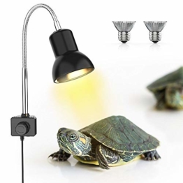DADYPET Schildkröte Wärmelampe, Wärmespotlampe für Aquarium Reptil, Basking Spot mit Halter UVA UVB mit 360° drehbarem Clip & Netzteil für Reptilien, Eidechsen, Schildkrötenschlangen Aquarium 25W - 1