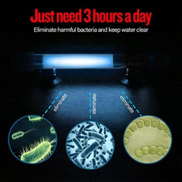 Decdeal UV Sterilisator mit Zeitschalter Aquarium UV Lampe Wasserdicht Tauch Algen Zerstörungs Wasserreiniger 7W / 9W / 11W Optional - 7