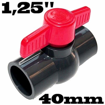 Einklebekugelhahn Kugelhahn Absperrhahn aus PVC-U mit 2 X Klebemuffe für 40mm Rohrleitungen - 