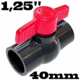 Einklebekugelhahn Kugelhahn Absperrhahn aus PVC-U mit 2 X Klebemuffe für 40mm Rohrleitungen - 1