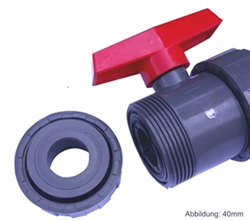 EXCOLO PVC Kugelhahn Ventil Kunststoff Kugelventil 32 mm - 63 mm für PVC Rohre für Wasser Pool Teich (Mit 32 mm PVC Rohr Muffen) - 2