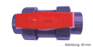 EXCOLO PVC Kugelhahn Ventil Kunststoff Kugelventil 32 mm - 63 mm für PVC Rohre für Wasser Pool Teich (Mit 32 mm PVC Rohr Muffen) - 3