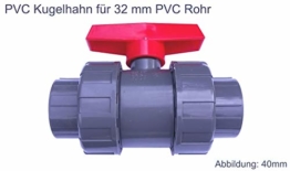 EXCOLO PVC Kugelhahn Ventil Kunststoff Kugelventil 32 mm - 63 mm für PVC Rohre für Wasser Pool Teich (Mit 32 mm PVC Rohr Muffen) - 1