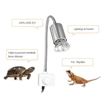 Galapara Schildkröte Wärmelampe, Wärmespotlampe für Aquarium Reptil,Basking Spot 25W Halogen Wärmelampe UVA UVB mit 360° drehbarem Clip für Reptilien, Eidechsen, Schildkrötenschlangen Aquarium - 4