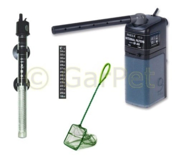 GarPet Aquarium Komplett Set rechteckig mit LED Abdeckung Filter Heizer Aquariumset (40x25x25 Set LED) - 5