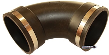 Gummibogen, flexibler 90° Winkel - Flexfitting aus PVC Elastomer für die Teichverrohrung, den Pumpeneinbau, die Reparatur oder Sanierung undichter Rohrstellen im Haushalt, Garten und am Koiteich, Flexibler Gummibogen - bitte wählen Sie die gewünschte Größe im Folgenden aus. (110mm) - 2