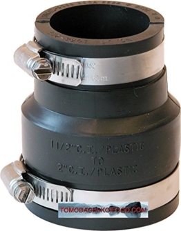 Gummireduzierung - flexible Reduziermuffe, Flexfitting für die Verbindung von zwei Rohren unterschiedlicher Größe, Flexfitting aus PVC Elastomer für die Teichverrohrung, den Pumpeneinbau, die Reparatur oder Sanierung undichter Rohrstellen im Haushalt, Garten und am Koiteich, Flexible Gummireduzierung - bitte wählen Sie die gewünschte Größe im Folgenden aus. (63mm  X   50mm) - 1