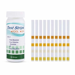 Haloku Schwimmbad Pool&spa Teststreifen Gratis Chlor Ph Brom Gesamt Alkalinity Wassertest Werkzeug (4 in 1 50 Stück) - 1