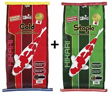 Hikari 20 kg Original Koifutter Sondergebinde 10kg Staple und 10kg Gold Large Pellet 7,8mm - 