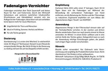 KOIPON Fadenalgenvernichter für Gartenteich Algenentferner 1 kg phosphatfrei - ungefährlicher Algenvernichter und effektive Teichpflege ideal zum Fadenalgen entfernen für fadenalgenfreien Teich - 2