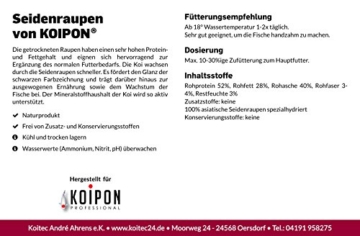KOIPON Seidenraupen Premium getrocknet (3 kg) eiweißreiches Koifutter Fischfutter Farbfutter Color Koi Leckerli Seidenraupenpuppen auch für Reptilien & Schildkröten - 2
