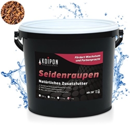 KOIPON Seidenraupen Premium getrocknet (3 kg) eiweißreiches Koifutter Fischfutter Farbfutter Color Koi Leckerli Seidenraupenpuppen auch für Reptilien & Schildkröten - 1