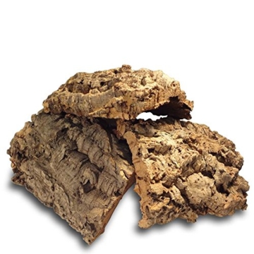 Korkrinde Korkstücke, 15 x 15 cm (3 Stück) (Naturkork, Zierkork) gereinigt & desinfiziert – ideal für Haustiere (Nager + Vögel) oder Basteln & Hobby (Modellbau), unbehandelte Rinde von der Korkeiche, flach - 2