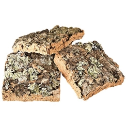 Korkrinde Korkstücke, 15 x 15 cm (3 Stück) (Naturkork, Zierkork) gereinigt & desinfiziert – ideal für Haustiere (Nager + Vögel) oder Basteln & Hobby (Modellbau), unbehandelte Rinde von der Korkeiche, flach - 1