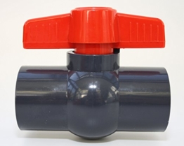 Kugelhahn 40mm mit 2 x Klebemuffe 1 1/4" aus PVC - U 10 bar DIN 8063 - 1