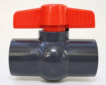 Kugelhahn 40mm mit 2 x Klebemuffe 1 1/4" aus PVC - U 10 bar DIN 8063 - 1