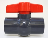 Kugelhahn 50mm mit 2 x Klebemuffe 1 1/2" aus PVC - U 10 bar DIN 8063 - 1