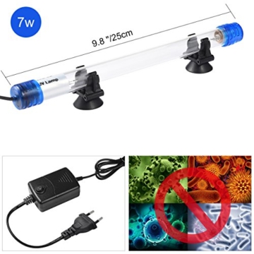 LEDGLE 7W UV-Aquarium-Sterilisator, UVlampen-versenkbares wasserdichtes Algen-Zerstörungs-Licht für die Reinigung von Wasser-Aquarien, Pools, Fishbowl - 5