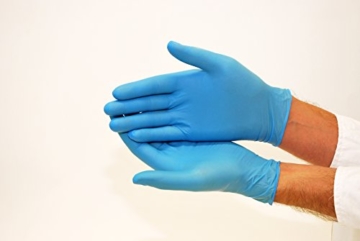 Nitrilhandschuhe 200 Stück Box (S, Nitril blau) Einweghandschuhe, Einmalhandschuhe, Untersuchungshandschuhe, Nitril Handschuhe, puderfrei, ohne Latex, unsteril, latexfrei, disposible gloves, blue, Sma - 4