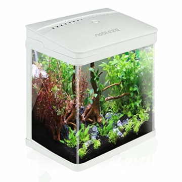 Nobleza - Nano-Fischtank Aquarium mit LED-Leuchten & Filtersystem, Tropische Aquarien, 7L/14L, Schwarz/Weiß (14 Liter-Volumen, Weiß) - 1