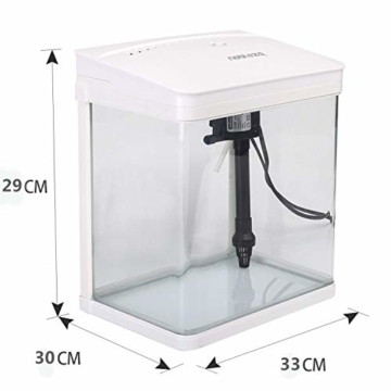 Nobleza - Nano-Fischtank Aquarium mit LED-Leuchten & Filtersystem, Tropische Aquarien, 7L/14L, Schwarz/Weiß (14 Liter-Volumen, Weiß) - 5