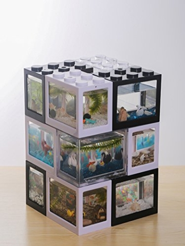 omem USB Mini Aquarium, Das, Desktop micro-landscape LED Aquarium, Aquarium-Set, Bausteine übereinander Fisch Tank - 7