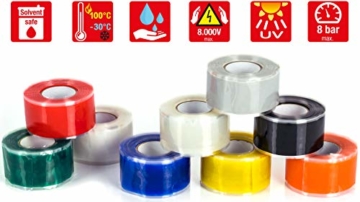 Poppstar 1x 3m selbstverschweißendes Silikonband, Silikon Tape Reparaturband, Isolierband und Dichtungsband (Wasser, Luft), 25mm breit, schwarz - 3