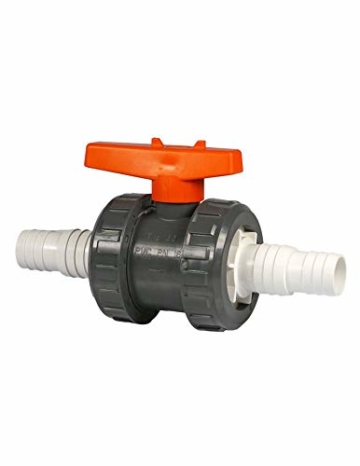 Praher | Peraqua Kugelhahn PVC, Ø 32/ Ø 38 Schlauchanschluss Weiss (Überwurfmutter abschraubbar) - 