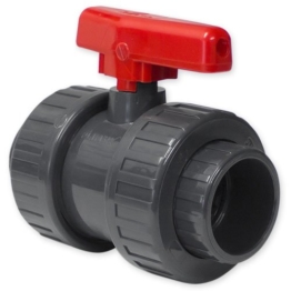 PVC-Kugelhahn, 2 Anschlüsse, Klebemuffe, 50 mm - 1