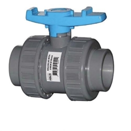 PVC Kugelhahn 50 mm mit 2 x Klebemuffe, 2 x Verschraubg. - 1