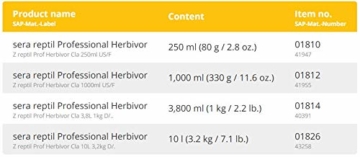 sera 01812 reptil Professional Herbivor 1X330 g – Pflanzen fressende Reptilien ernähren wie die Profis - 