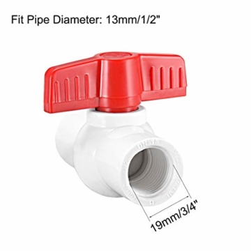 sourcing map PVC Kugelhahn Wasserversorgungsrohr Gewinde Ende 1/2
