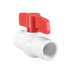 sourcing map PVC Kugelhahn Wasserversorgungsrohr Gewinde Ende 1/2" Innenlochdiameter Rot Weiß - 1