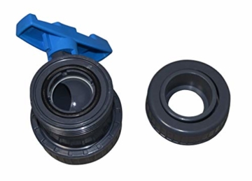 SPIRATO 50mm PVC Kugelhahn mit beidseitigem Überwurf, 50 mm Klebemuffe, grau - 2