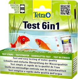 Tetra Pond Test 6in1 (Teststreifen zur Bestimmung von 6 wichtigen Wasserwerten im Gartenteich), 1 Dose (25 Streifen) - 1