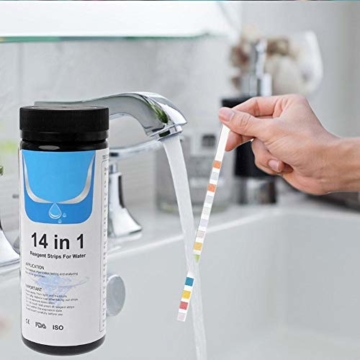 Wassertest Streifen 14 In 1 Für Trinkwasser Schnelltest, TrinkwasserTeststreifen, Wasserqualitätstest Für Brunnen Und Leitungswasser, Einfache Und Schnelle Erkennung Der Härte, PH, Bromin, Nitrat - 2