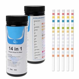 Wassertest Streifen 14 In 1 Für Trinkwasser Schnelltest, TrinkwasserTeststreifen, Wasserqualitätstest Für Brunnen Und Leitungswasser, Einfache Und Schnelle Erkennung Der Härte, PH, Bromin, Nitrat - 1