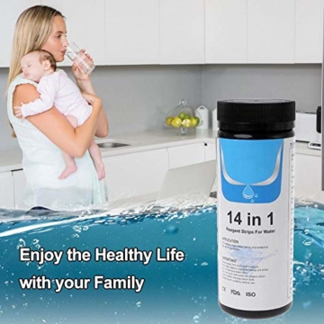 Wassertest Streifen 14 In 1 Für Trinkwasser Schnelltest, TrinkwasserTeststreifen, Wasserqualitätstest Für Brunnen Und Leitungswasser, Einfache Und Schnelle Erkennung Der Härte, PH, Bromin, Nitrat - 4