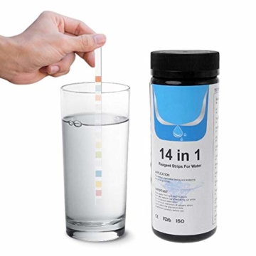 Wassertest Streifen 14 In 1 Für Trinkwasser Schnelltest, TrinkwasserTeststreifen, Wasserqualitätstest Für Brunnen Und Leitungswasser, Einfache Und Schnelle Erkennung Der Härte, PH, Bromin, Nitrat - 5