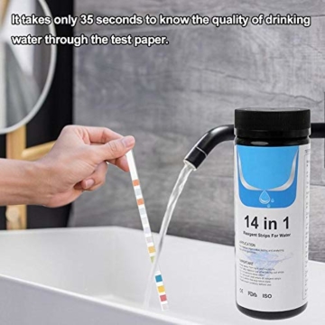 Wassertest Streifen 14 In 1 Für Trinkwasser Schnelltest, TrinkwasserTeststreifen, Wasserqualitätstest Für Brunnen Und Leitungswasser, Einfache Und Schnelle Erkennung Der Härte, PH, Bromin, Nitrat - 6